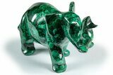 Polished Banded Malachite Elephant Carving - DR Congo #335570-1